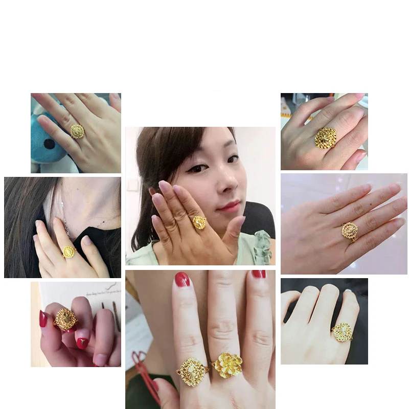 Anillo de oro puro de 24K Real AU 999 anillos de oro sólido elegante corazón brillante hermosa joyería clásica de moda elegante venta nuevo 2019 - 4