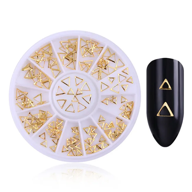 12 узоров/коробка покрытые розовым золотом 3D украшения для ногтей в колесиках полые металлические шпильки для маникюра украшения для нейл-арта боди-арта - Цвет: 4mm 5mm Mixed