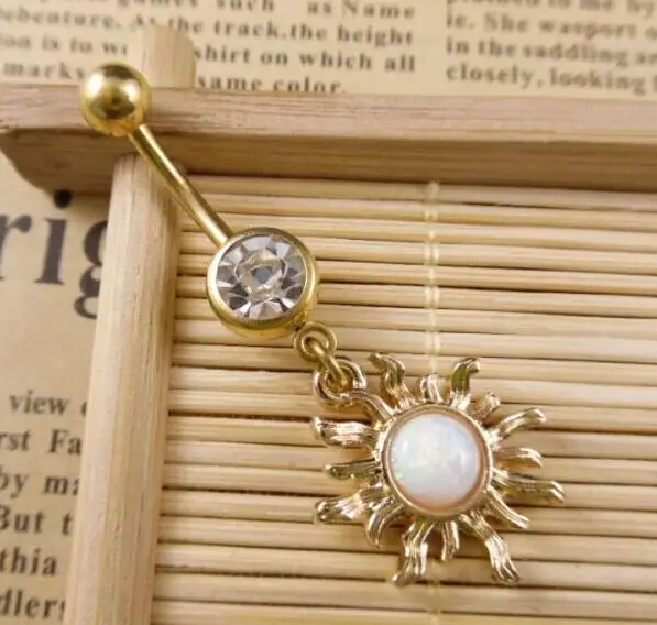 

1 pcs moda joyas 316l Surgical Steel Opal Stone Belly Button Ring Navel Bar Piercing Nombril Ombligo Body Jewelry 18 style