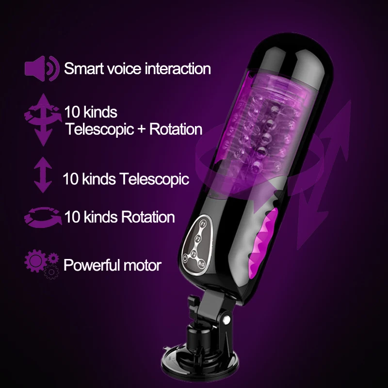 New Smart Voice Interactive Male Masturbator Rotation Telescopic Sex Machine Hands Free High Speed Piston Cunt Sex Toys for Men