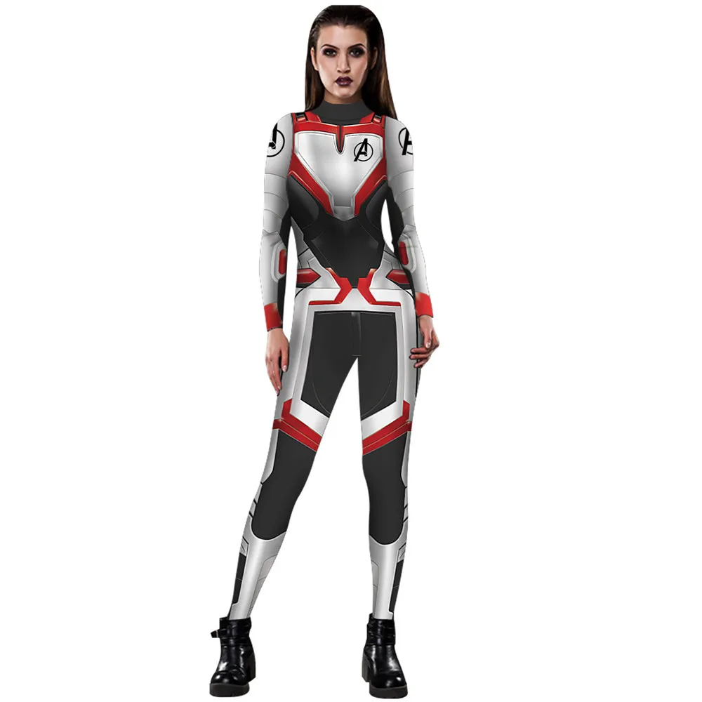 

Woman Avengers Endgame Quantum Realm Cosplay Costume Captain Marvel Superhero Bodysuit Suit Jumpsuits for Halloween Purim party