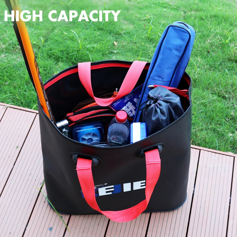 Kaufen 4 größen Tragbare EVA Angeln Tasche Faltbare Angeln Eimer Live Fisch Box Camping Wasser Behälter Pan Becken Tackle Lagerung Tasche