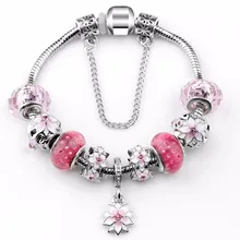 Россия и Бразилия модные ювелирные изделия розовый бисер Шарм браслет цветение магнолии fit бренд Pa браслет для женщин