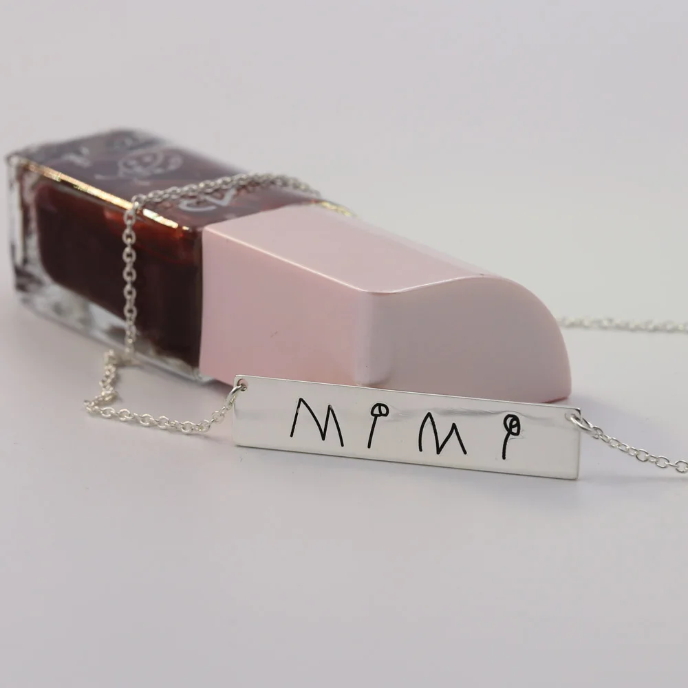 Wholesale Rectangle Bar Name Necklace solid Silver Custom Horizontal