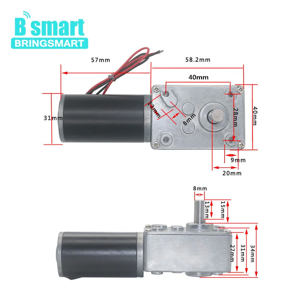 Bringsmart A58SW31ZY редуктор ed Мотор DC 12 В 24 В червячный редуктор 5-470r с высоким крутящим моментом D вал двигатель обратный самоблокирующийся мини-мотор