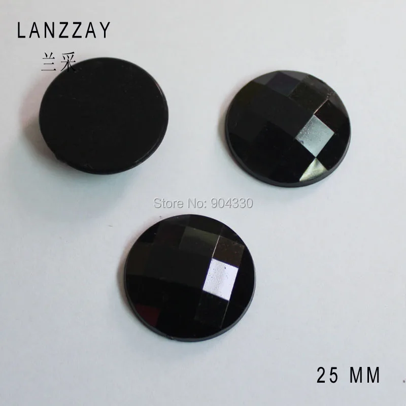 

Free Shipping LANZZAY 50pcs Black 25MM Round Flat Back Rhinestone Square Faceted Acrylic Diamond Scrapbook Craft DIY Decoration