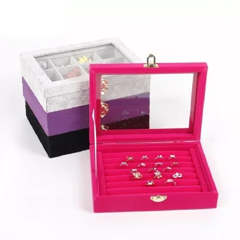 

Small Portable Jewelry Storage Box Multi-color makeup organizer Ring Pendant Necklace Bracelet Earrings Show Jewelry Box