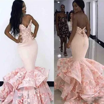 

Pale Pink Prom Gowns abiye Sexy robe de soiree Mermaid Pageant Dress Off Shoulder Formal Dress Custom Made robe de soiree