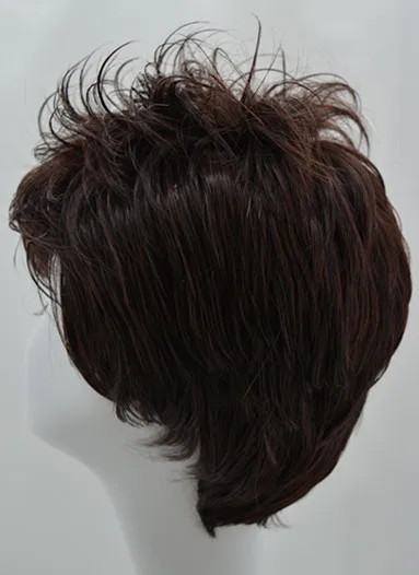 Fei-Show короткий волнистый коричневый парик из синтетических волос Термостойкое волокно для женщин женский мужской парик наклонные челки вечерние накладные волосы