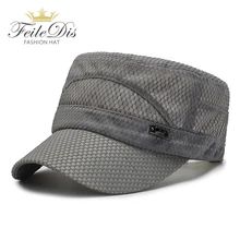 [FEILEDIS] классические винтажные плоские мужские бейсболки из промытого хлопка и регулируемый головной убор, более толстая крышка лето, защита от солнца JMM-69
