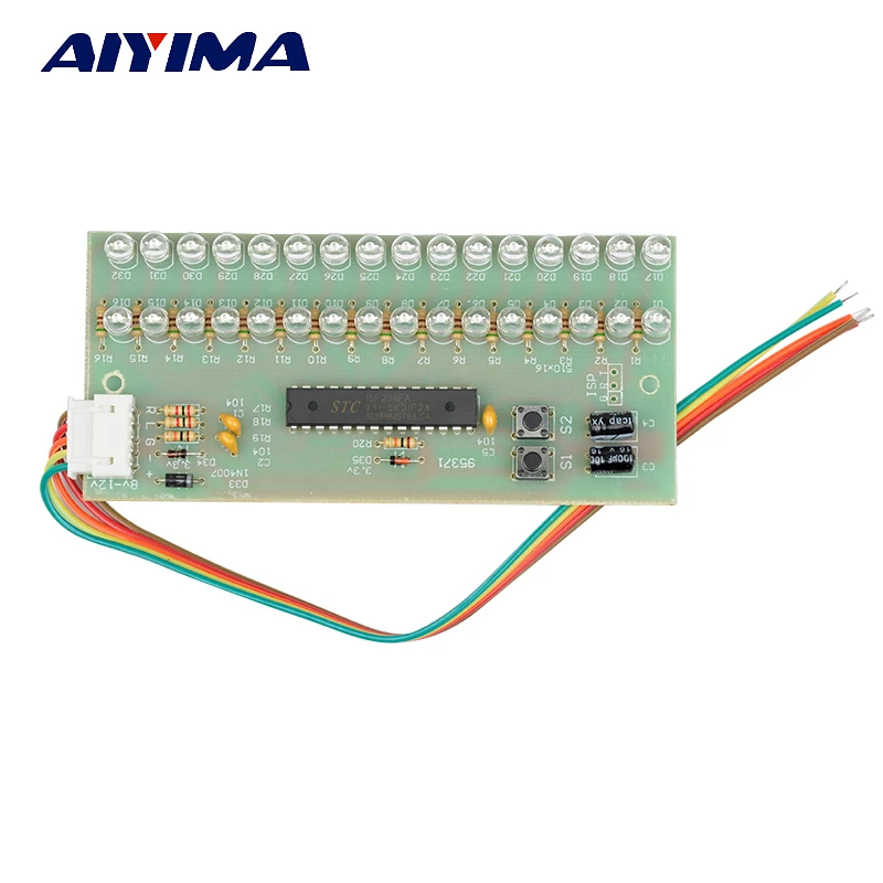 

Aiyima MCU Adjustable Display Pattern LED VU Meter Level Indicator Amplifier Audio 16 LED Dual Channel Green Color