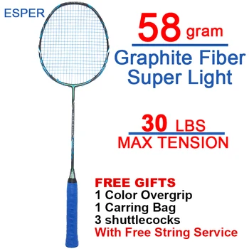 

ESPER Badminton Racket 58 gram Lightweight High Quality Second Generation Graphite Fiber Racquet For Professional With Gifts