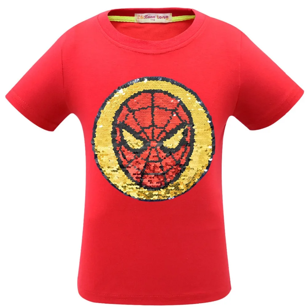 

Funny Spider Man child gift 2019 Summer Funny T-shirts Homme Funny Tops Tee Hip Hop Avengers Sequins