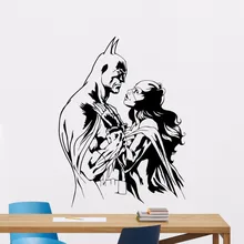 Batman Catwoman Wall Decal Superhero Vinyl Sticker Kids Room Decor Removable Superhero Design Wall Art Vinyl Stickers AY0184 dctop art design islamic muslim laptop stickers vinyl diy removable wall stickers decoration high quality