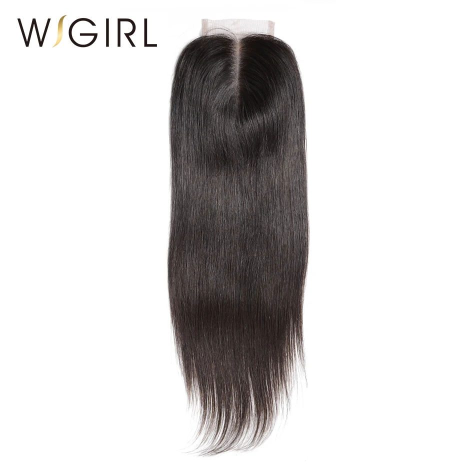 

Wigirl Hair Lace Closure Brazilian Straight Human Remy Hair Natural Color 4x4 Middle Part with baby hair Shipping Free