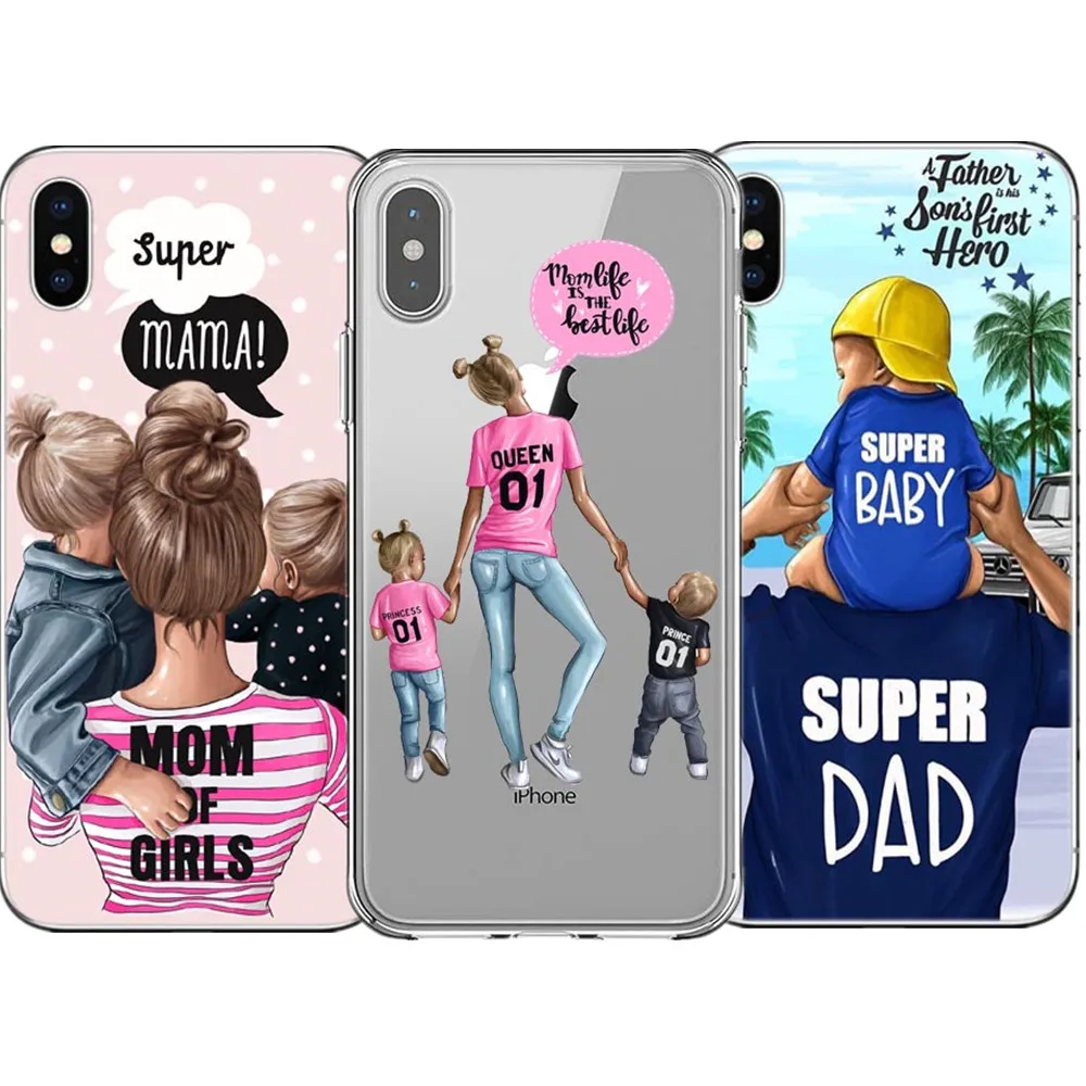

Queen Princess 01 Super MaMa Mom of Girls Sup Dad Soft silicone TPU Phone Case Cover For iPhone X 5 5S SE 6 6S 7 7Plus 8 8Plus