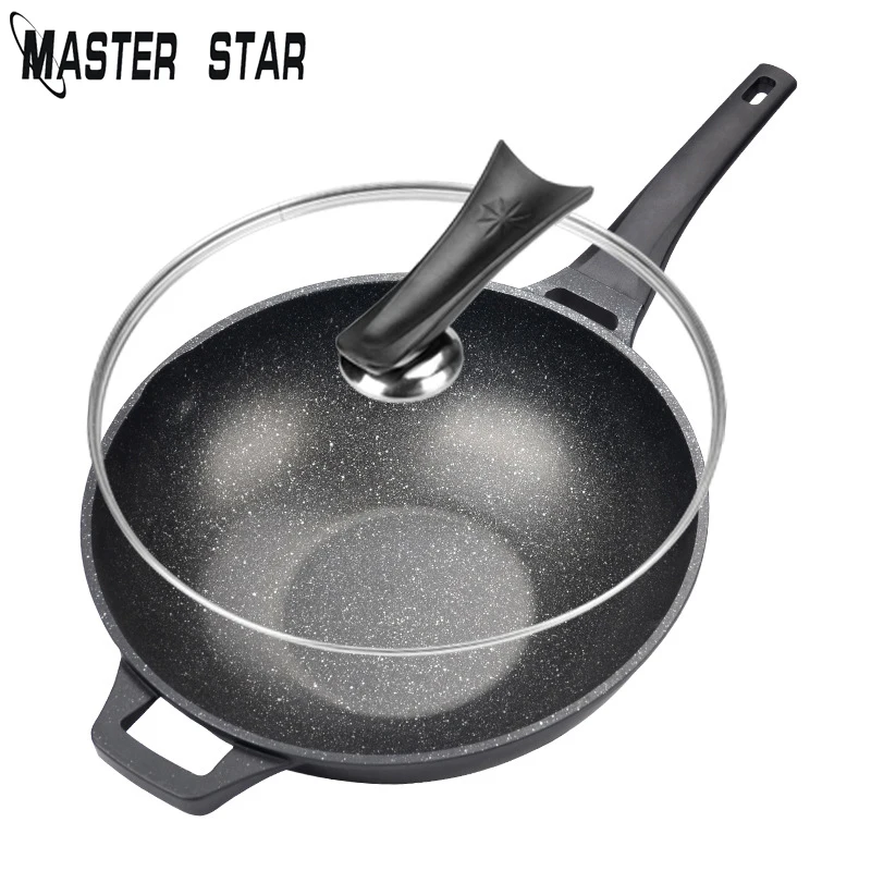 

Master Star Chinese Medical Stone Wok Non-stick Aluminum Pot For Kitchen General Use For Gas And Induction Cooker