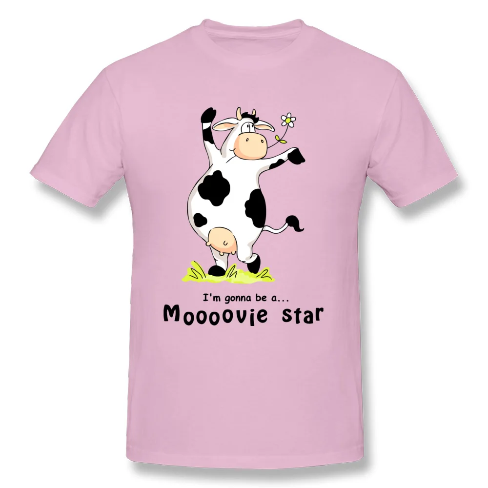 Moooovie star Simple Style NEW YEAR DAY 100% Cotton O Neck Men T Shirt Casual Tee-Shirts 2018 New Fashion Short Sleeve T Shirts Moooovie star pink