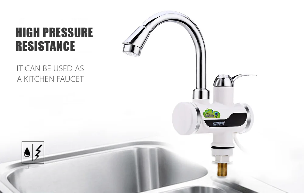 GZU ZM - D4 Electric Water Heater Kitchen Bathroom LCD Temperature Display Heating Faucet with Shower Head