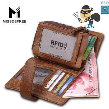 

RFID Blocking Men Leisure Wallets Genuine Leather Wallet Credit Business Card Holder Card Separable Purse Antitheft Scanning