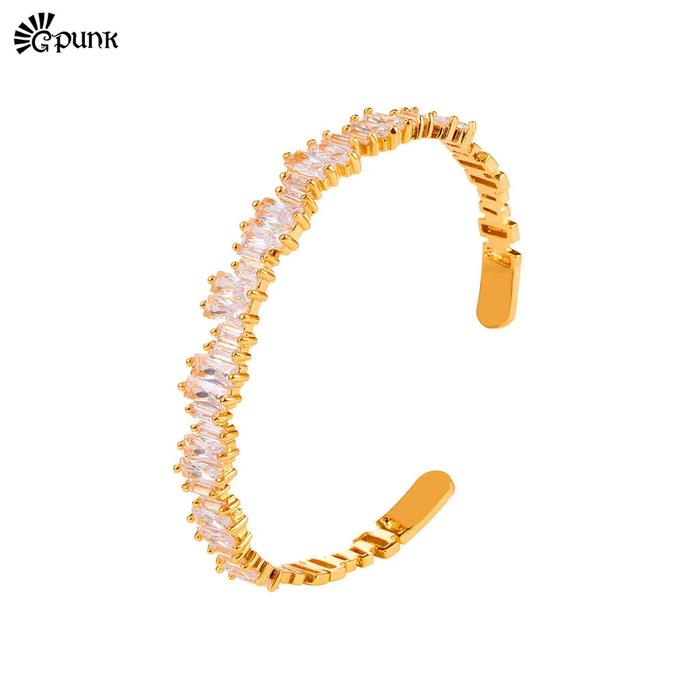 

women crystal cuff bracelet AAA+ cubic zirconia girls wristband accessories gold color bangles blingbling H2555