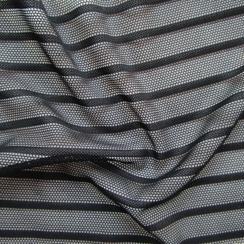 Французская элегантная эластичная сетчатая ткань в черную полоску, мягкое платье, сетчатая ткань, трикотажная одежда, швейная ткань для нижнего белья