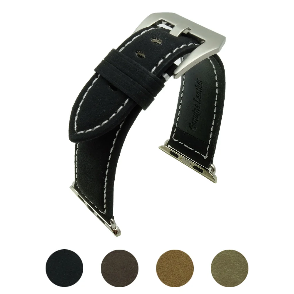 

for apple watch series 3 2 1 strap for iwatch black classic buckle Frosted vintage retro comfortable Genuine leather band