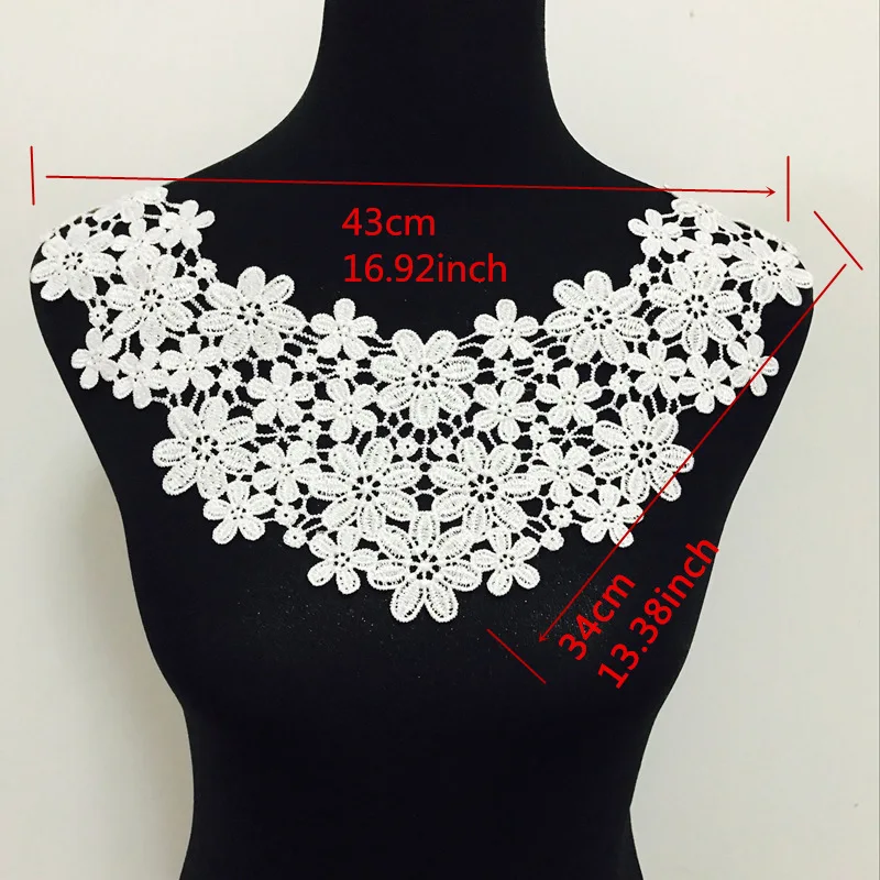 

1 Pcs White Sewing Craft Neckline Lace Collar Applique Embroidered Collar Patch Neckline Neck Collar Trim Clothes Sewing Appliqu