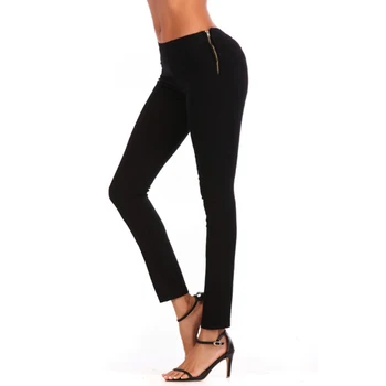 

side zipper Jeans Women fashion girl High Waist Skinny Pencil Blue Denim Pants spliced Autumn Zipper bleached washed Jeans woman