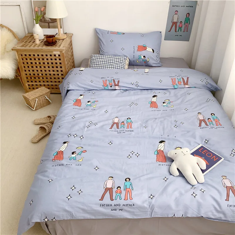 Multi color bedding Queen Twin size Duvet Cover 100%Cotton Bedding Set for Kids Youth Ultra soft bedsheets linen fitted sheet