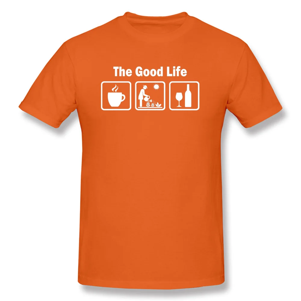 FunnyComics Short Sleeve Tops Shirts Summer New Design Crewneck 100% Cotton T Shirts Man Top T-shirts Printing  Womens Funny Gardening Shirt The Good Life 18 orange