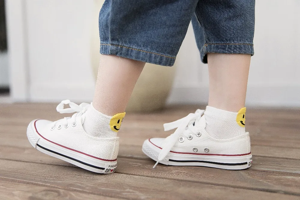 5 пар хлопковых носков для малышей качественные летние короткие носки для детей Дышащие носки для маленьких мальчиков с рисунком смайлика От 1 до 12 лет для девочек