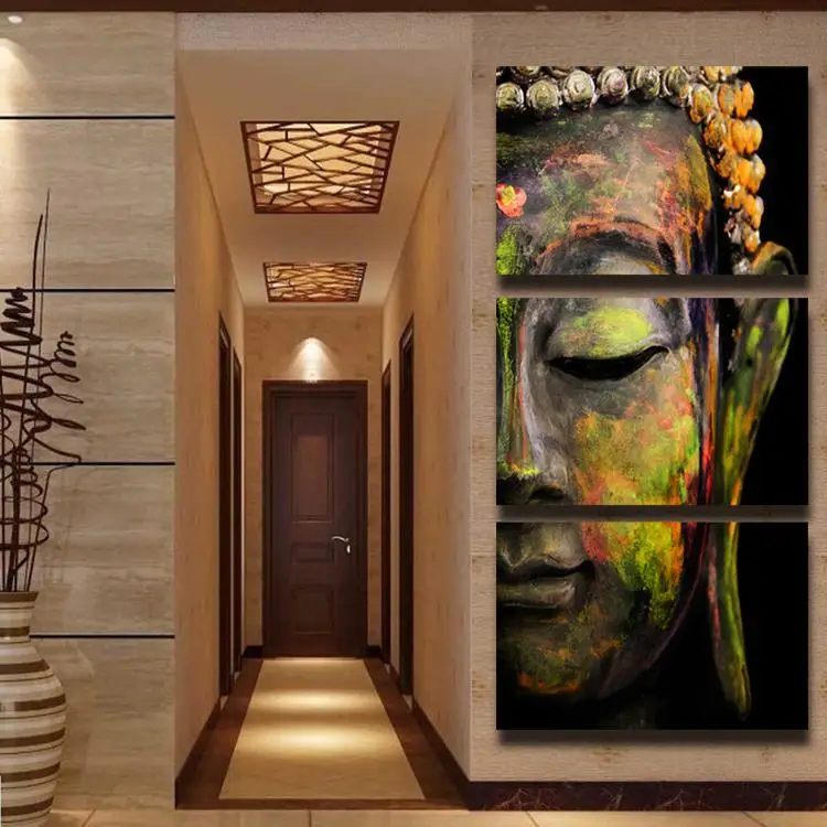 3 panel HD Printed oil painting colorful Buddha canvas print modern home decor Wall art Picture