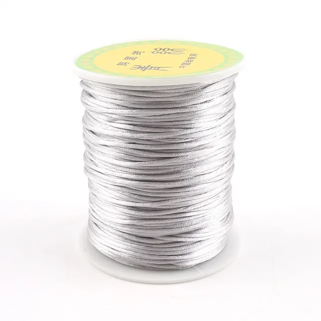 1pc 1mm 80m Satin Silk Rope Nylon Cord Colorful Baby Teether Accessories Teething Necklace Rattail Cord DIY Tool Toys Baby Silver75M