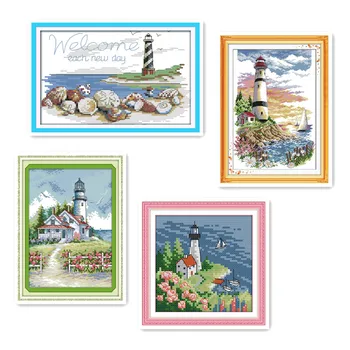 

Cross stitch handmade embroidery with Chinese characteristics wholesale seaside beacon slightly landscape decorations painting