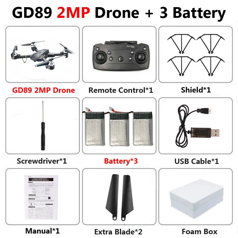 GW58 складной Дрон с камерой HD 2MP FPV Wi-Fi высота удержания антенна видео селфи RC Квадрокоптер вертолет детская игрушка VS SG106 E58 - Цвет: GW58 2MP  3B Foam
