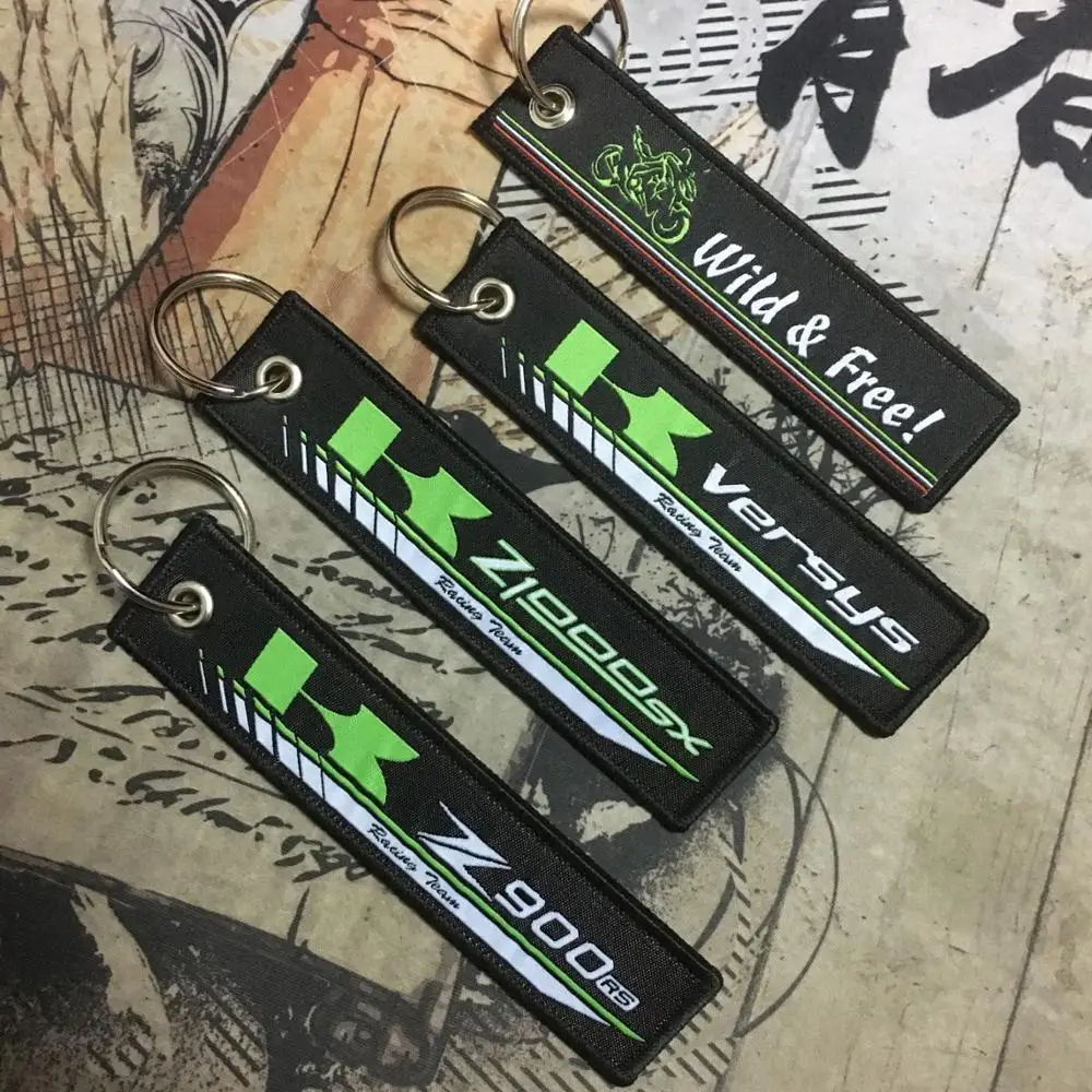 

Motorcycle Kawasaki embroidery jacquard key hang buckle For Z900RS Z1000SX Versys key chain buckle