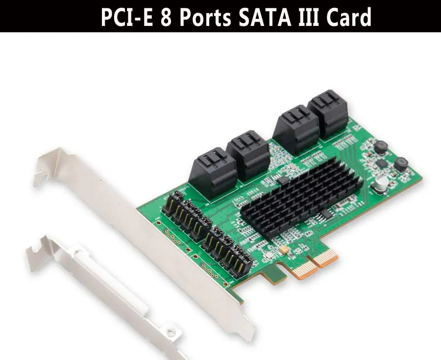 Pcie к SATA III 6 Гбит/с 8 портовый контроллер карты PCIe 2,0x2 с низким профилем Brac PCI-express к SATA адаптер расширения