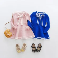 Новое Детское вязаное платье-свитер для девочек на осень-зиму, детское платье принцессы для девочек, свитера, пальто, детская одежда