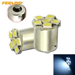 FEELDO 200 шт. белый автомобиль BA15S 1156 6LED 5050SMD хвост Тормозная поворотник резервного копирования Обратный Свет Лампы