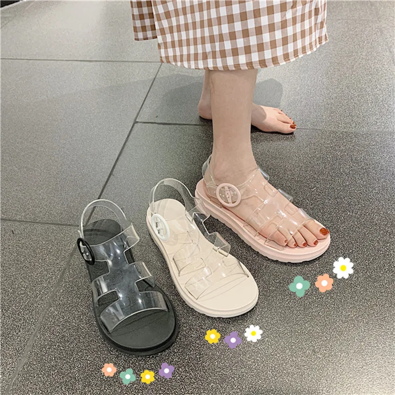

2019 Summer Women Transparent Shoes Casual Beach Plat Form Sandals Cool Soft Rope Sandals Girls Student Rubber Slippers Beach