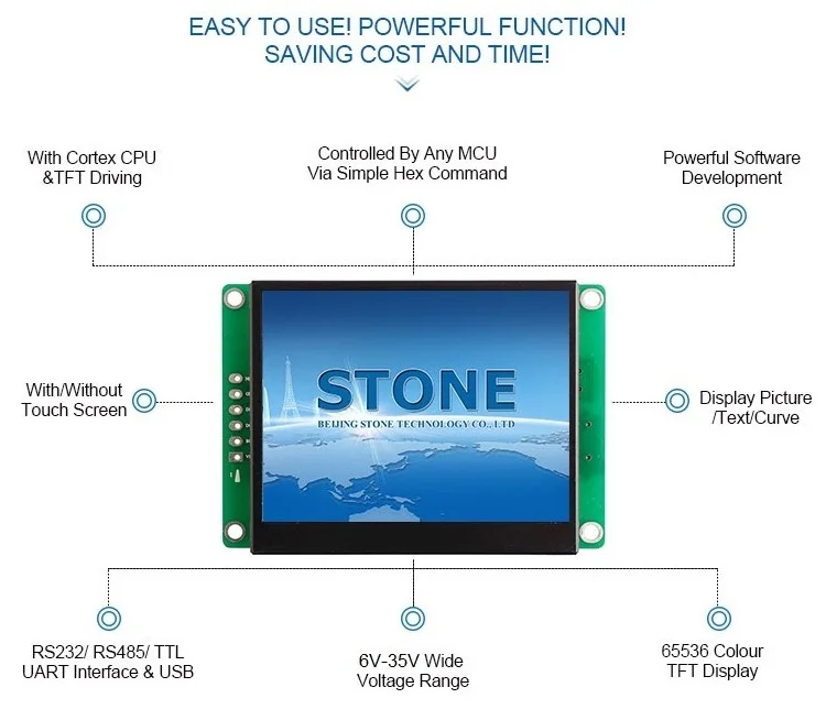 Программируемый 3,5 дюймовый умный TFT lcd с RS485/RS232/ttl интерфейсом