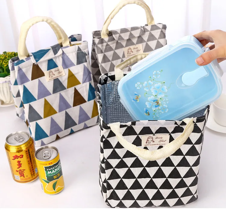 Модная термоизолированная сумка для ланча для женщин и детей, портативная водонепроницаемая сумка из хлопка и льна для пикника, сумка для еды, сумка-холодильник