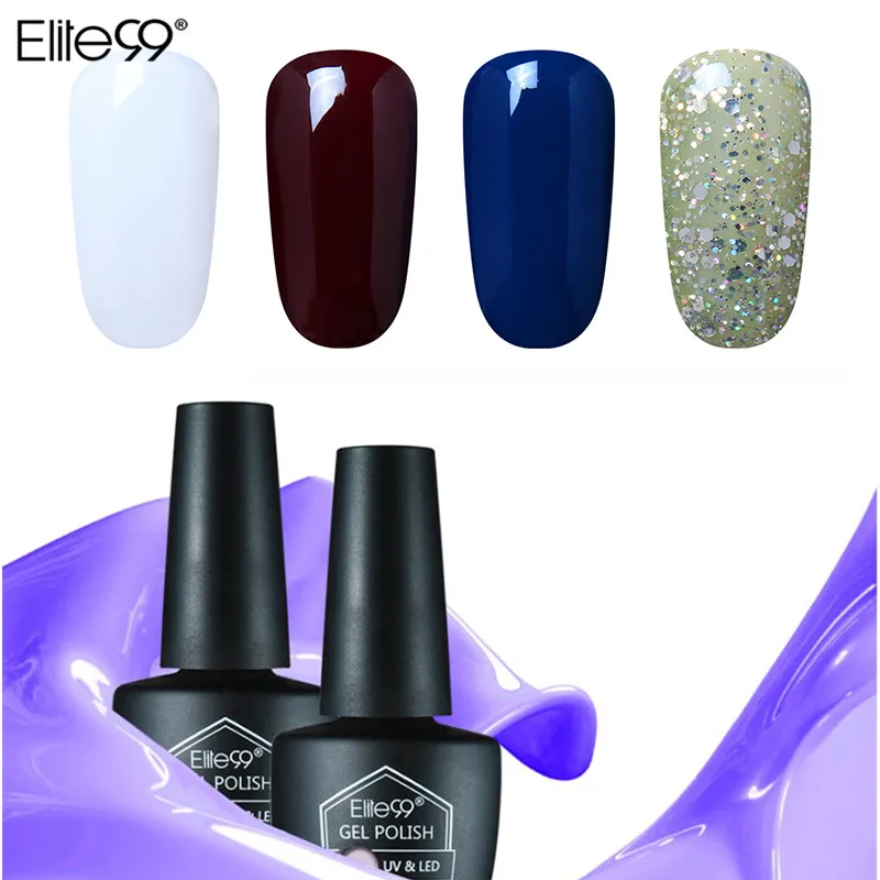 

Elite99 UV Gel Varnish Shine Top Base Gel Lacquer Primer Manicure Gel Nail Polish 10ml UV Gel Polish LED Lamp Pure Colors