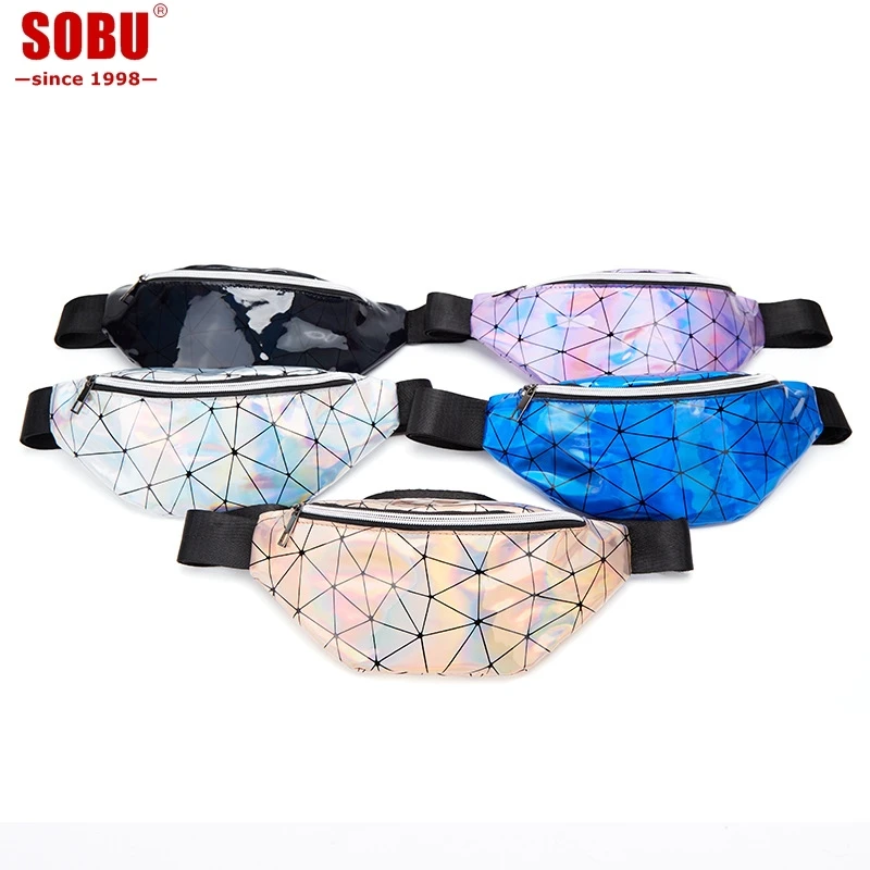 

Silver Sequins Geometric Waist Packs Holographic Women Waist Bags Fanny Pack Female Belt Bag Chest Phone Pouch T026