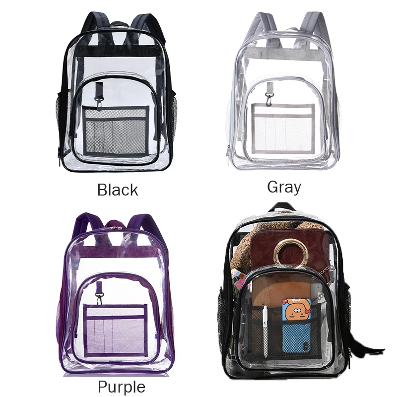 New Women Girl Student School Bag Large Capacity Transparent Clear Backpack Bag School Office Travel Hanging Out Bag