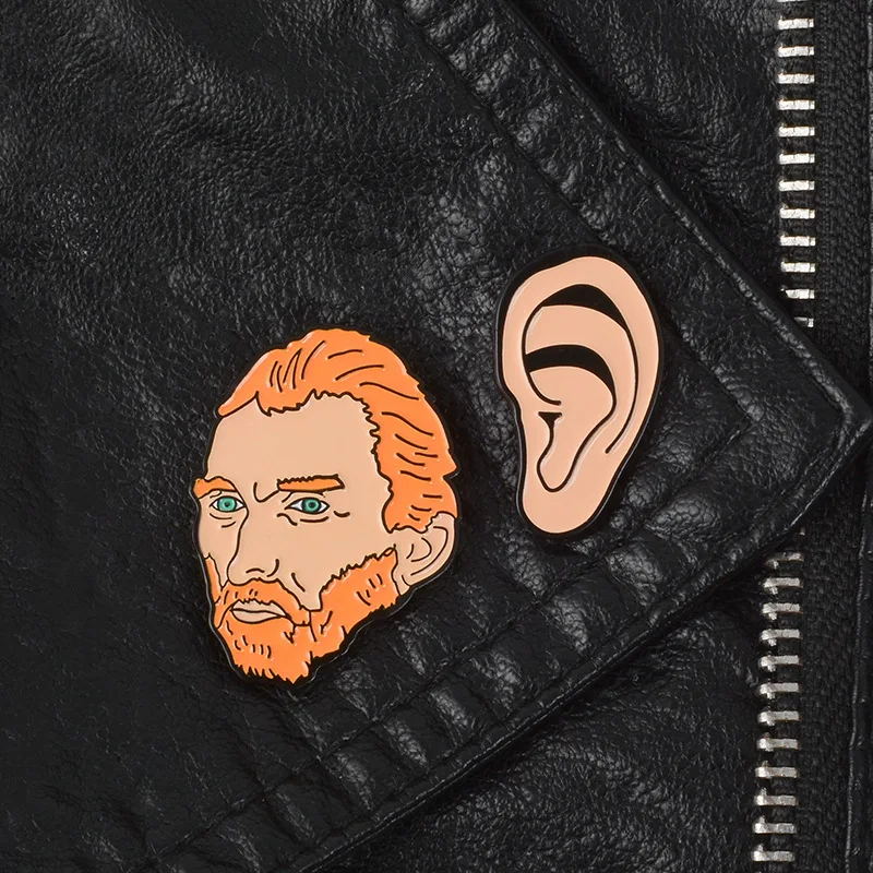 

Alloy Drop Oil Brooch pin Joker Denim Backpack Van Gogh Badge Ears Brooch for Women