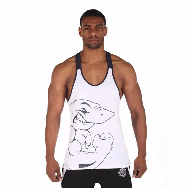 Brand Famous Gold Gym Shark Vest Bodybuilding Stringer Fitness Spaghetti  Straps Tank Top Men Fashion o-neck Cotton Gymshark XXL