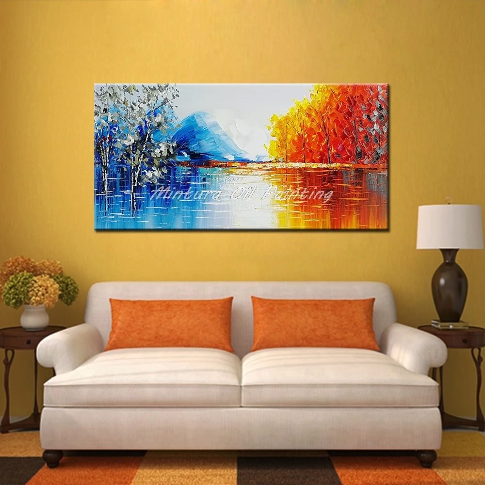 Billig Mintura Handgemachte Moderne Abstrakte Landschaft Ölgemälde Auf Leinwand Wand Kunst Bilder Für Live Room Home Decor Gemälde Unframe