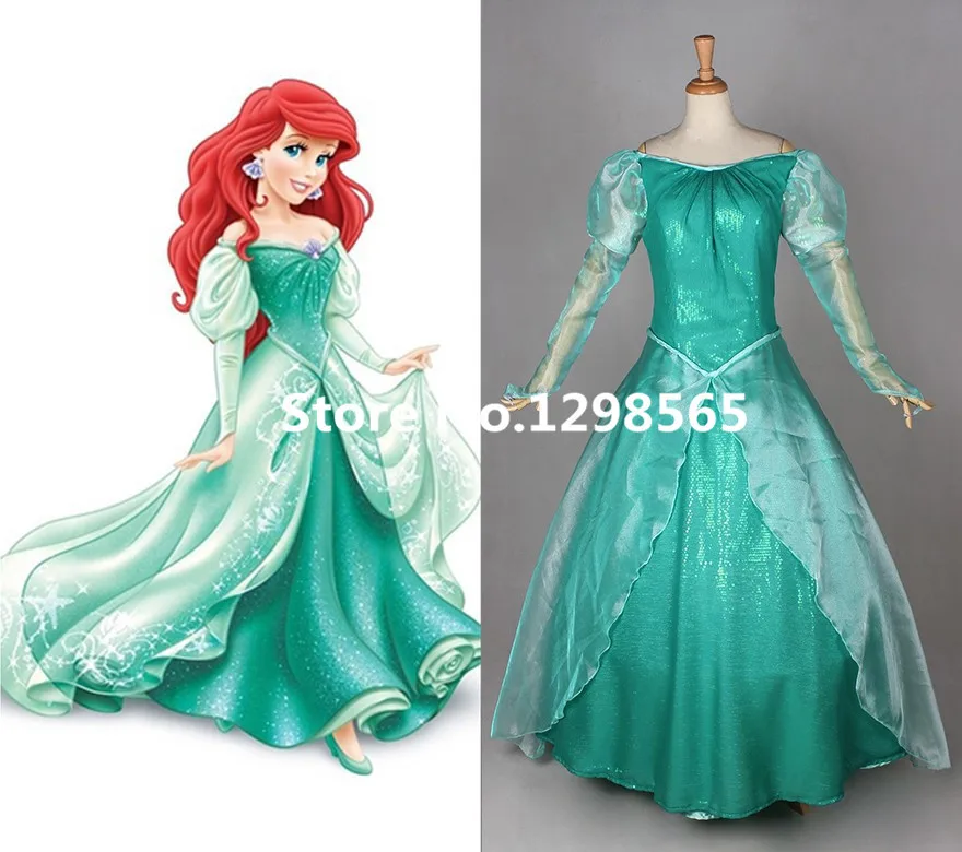 

Free Shipping!The Little Mermaid,Ariel,Green Princess Dress, Cosplay Costume With Free Petticoat Customized Accepetable